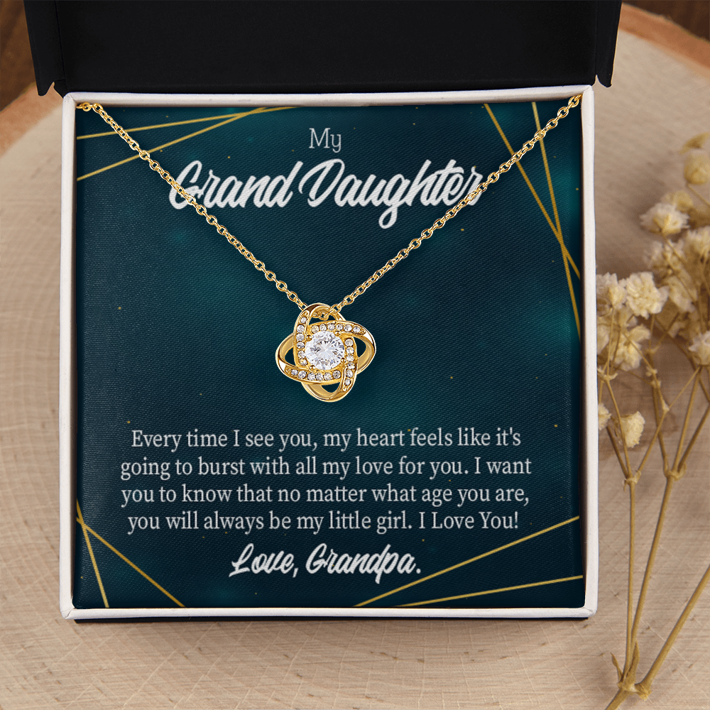 To My Granddaughter Every Time Grandpa Sees You Infinity Knot Necklace Message Card-Express Your Love Gifts