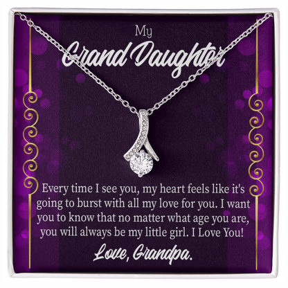 To My Granddaughter Every time I see you Alluring Ribbon Necklace Message Card-Express Your Love Gifts