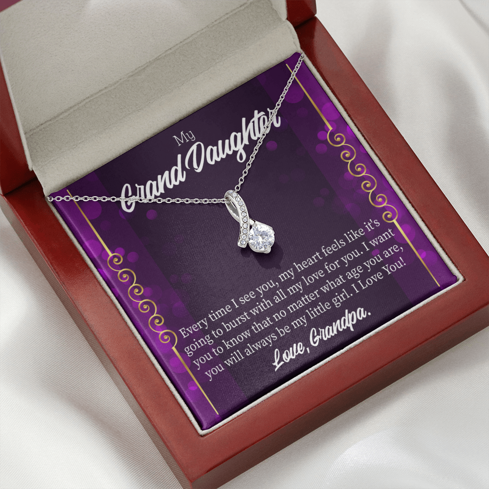 To My Granddaughter Every time I see you Alluring Ribbon Necklace Message Card-Express Your Love Gifts