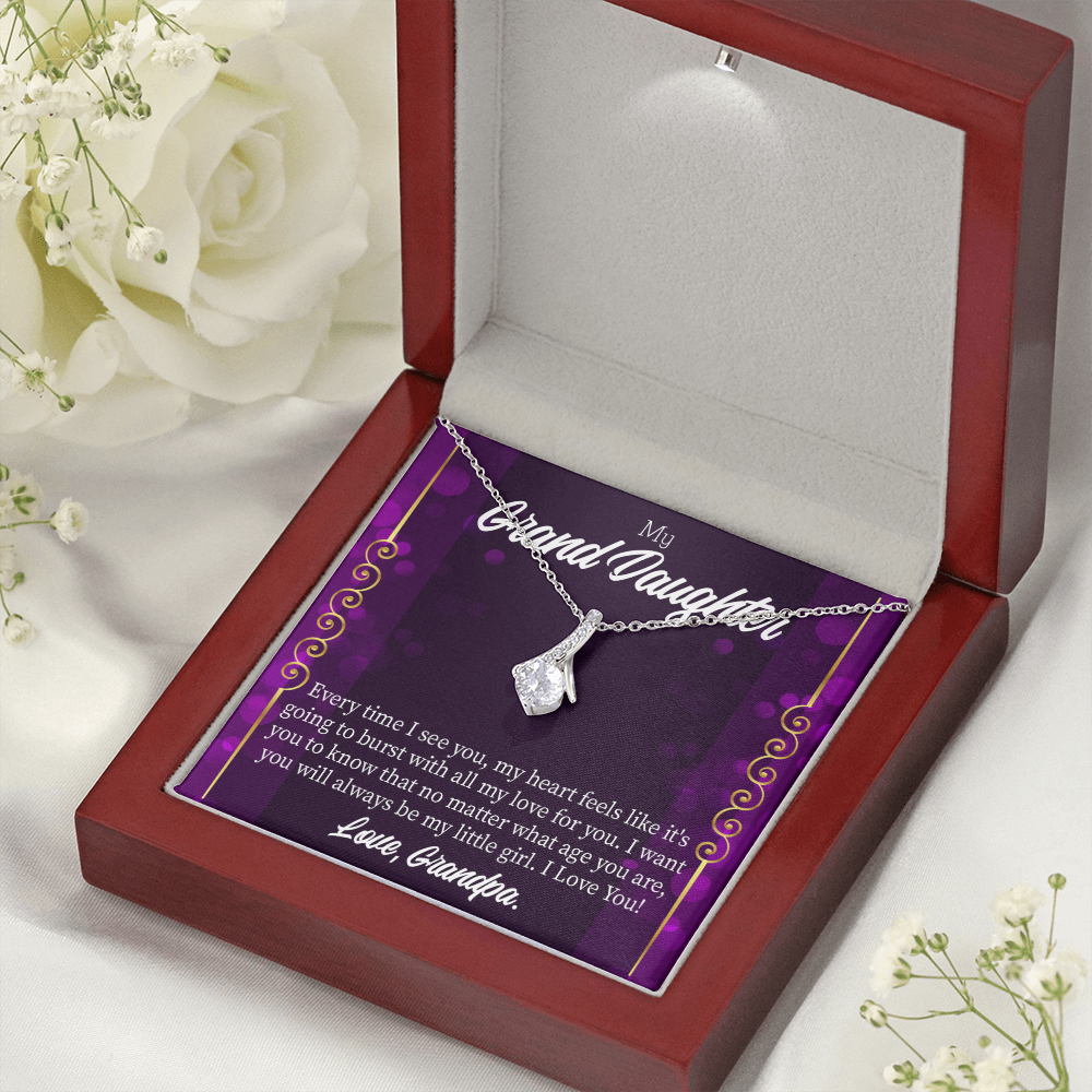 To My Granddaughter Every time I see you Alluring Ribbon Necklace Message Card-Express Your Love Gifts