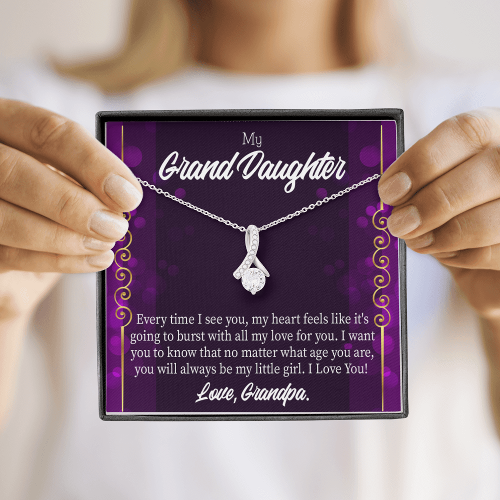 To My Granddaughter Every time I see you Alluring Ribbon Necklace Message Card-Express Your Love Gifts