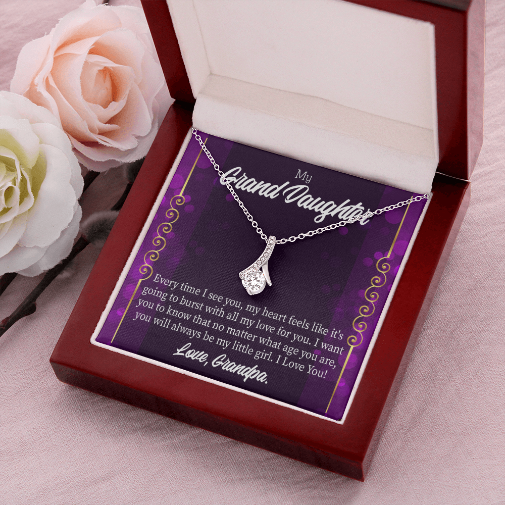 To My Granddaughter Every time I see you Alluring Ribbon Necklace Message Card-Express Your Love Gifts