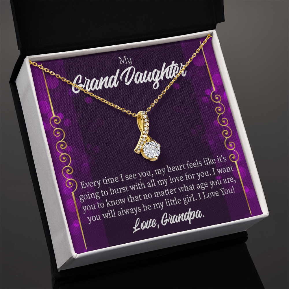 To My Granddaughter Every time I see you Alluring Ribbon Necklace Message Card-Express Your Love Gifts