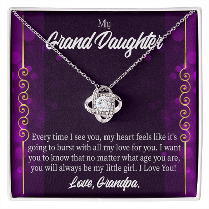 To My Granddaughter Every Time I See You From Grandpa Infinity Knot Necklace Message Card-Express Your Love Gifts