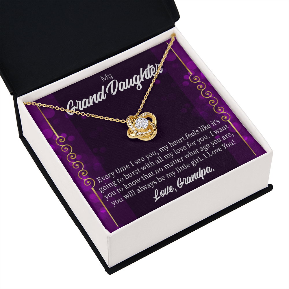 To My Granddaughter Every Time I See You From Grandpa Infinity Knot Necklace Message Card-Express Your Love Gifts