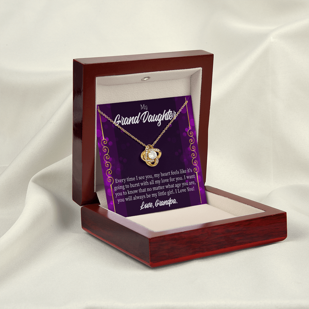 To My Granddaughter Every Time I See You From Grandpa Infinity Knot Necklace Message Card-Express Your Love Gifts