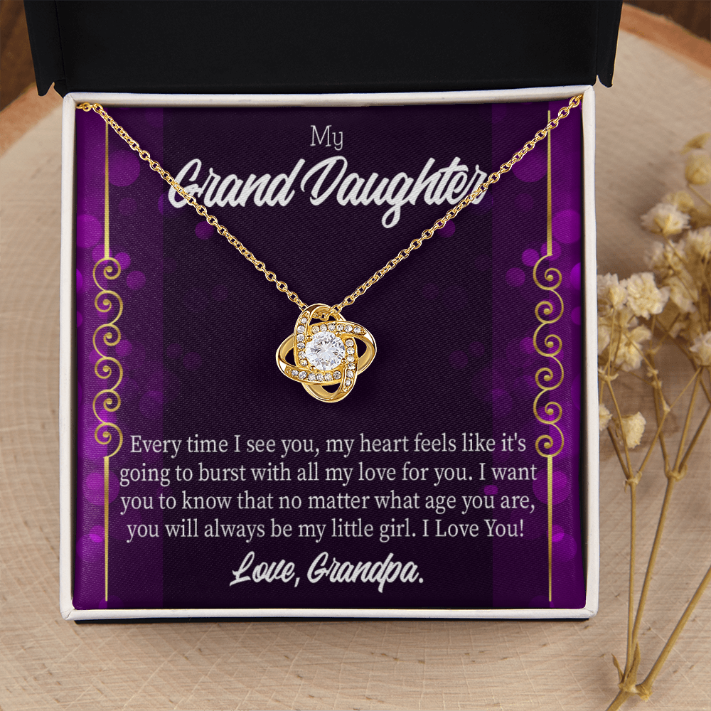 To My Granddaughter Every Time I See You From Grandpa Infinity Knot Necklace Message Card-Express Your Love Gifts