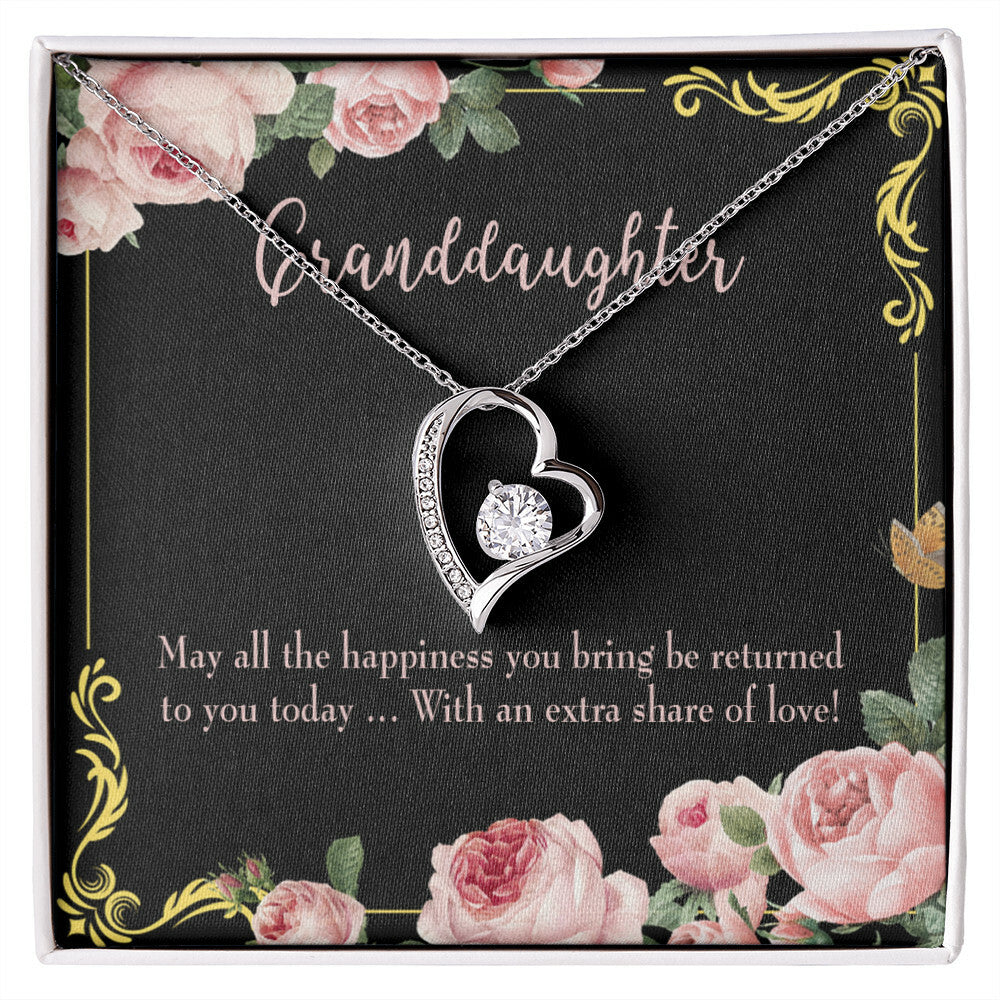 To My Granddaughter Extra Share of Love Forever Necklace w Message Card-Express Your Love Gifts