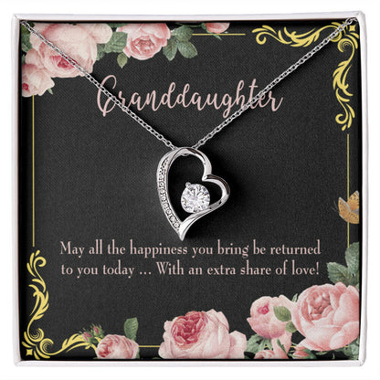 To My Granddaughter Extra Share of Love Forever Necklace w Message Card-Express Your Love Gifts