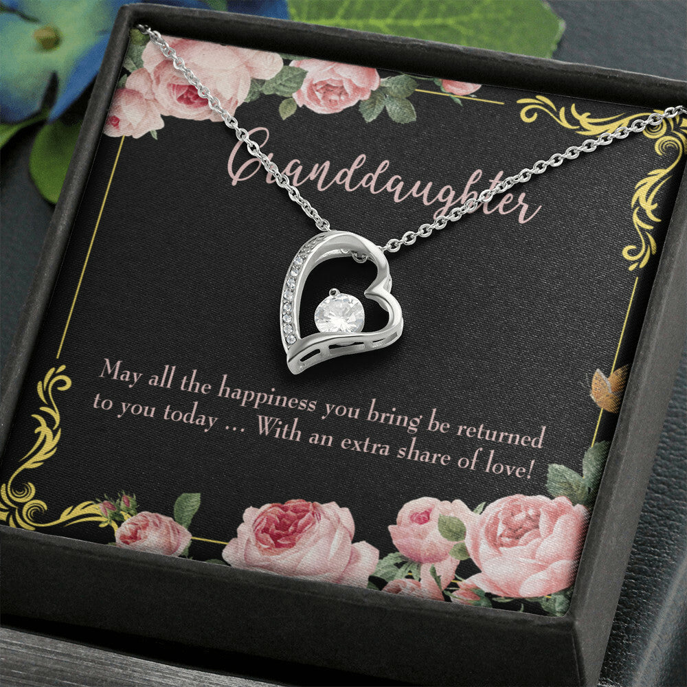 To My Granddaughter Extra Share of Love Forever Necklace w Message Card-Express Your Love Gifts