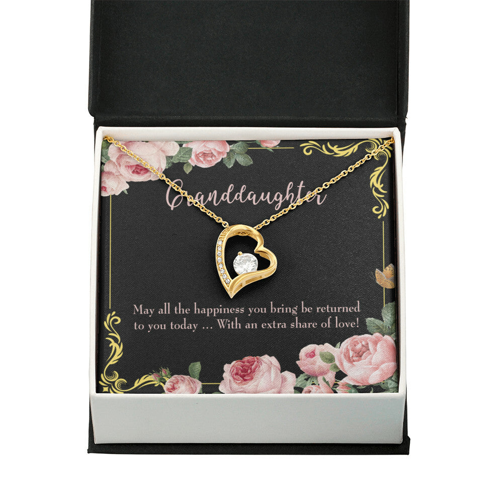 To My Granddaughter Extra Share of Love Forever Necklace w Message Card-Express Your Love Gifts