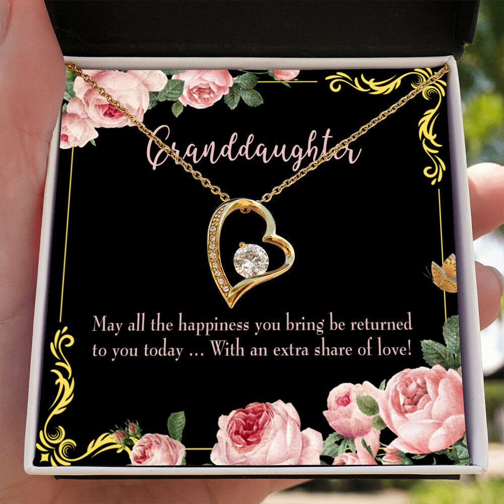 To My Granddaughter Extra Share of Love Forever Necklace w Message Card-Express Your Love Gifts