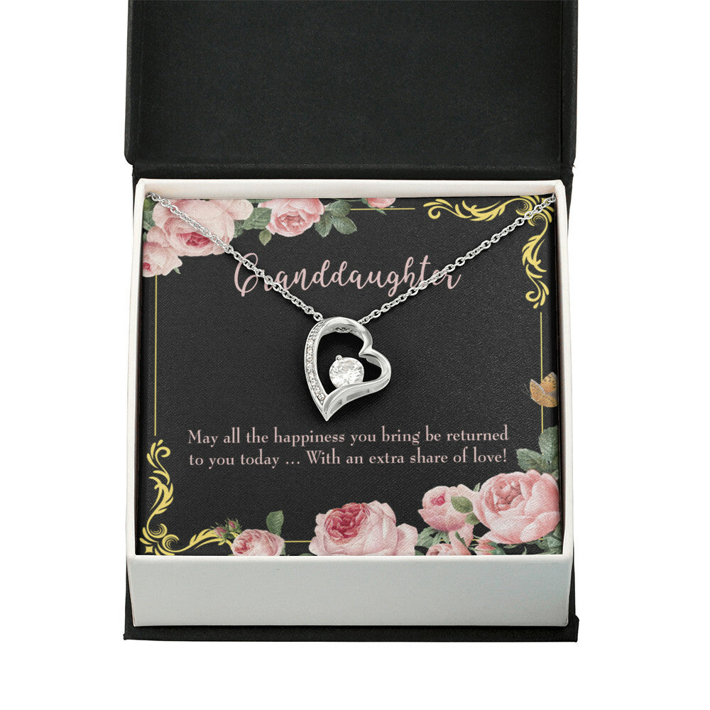 To My Granddaughter Extra Share of Love Forever Necklace w Message Card-Express Your Love Gifts