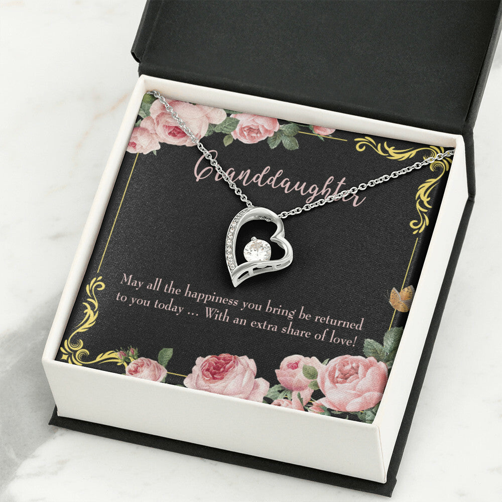 To My Granddaughter Extra Share of Love Forever Necklace w Message Card-Express Your Love Gifts