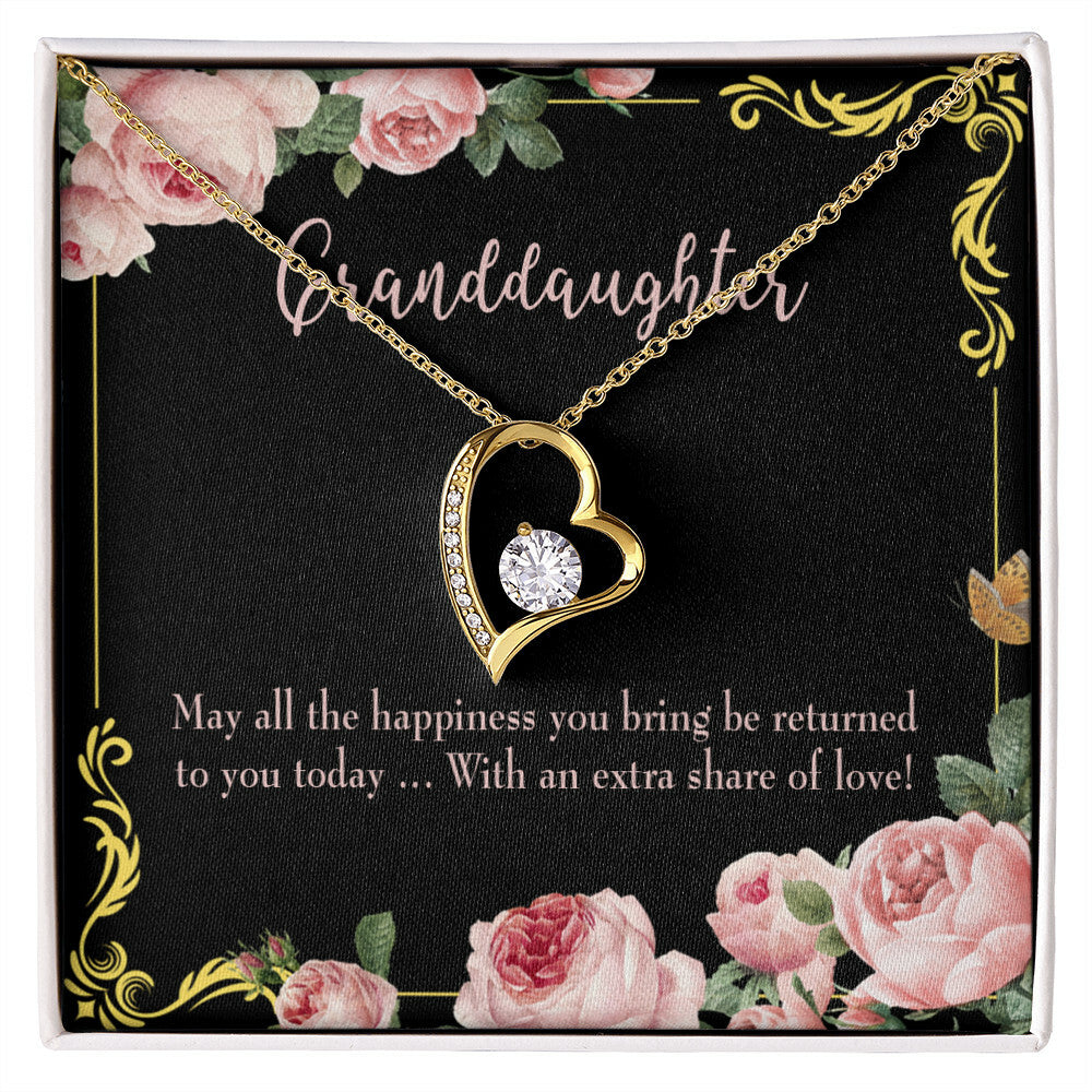 To My Granddaughter Extra Share of Love Forever Necklace w Message Card-Express Your Love Gifts