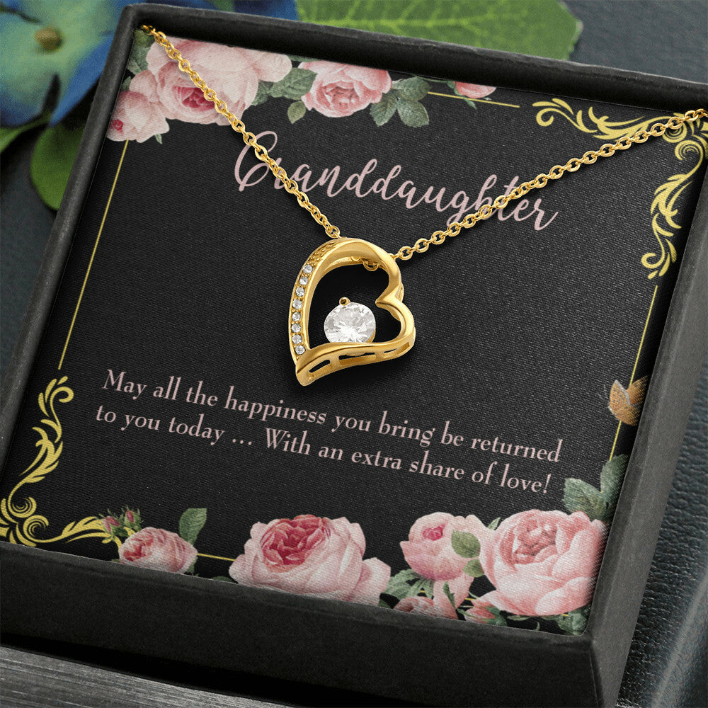 To My Granddaughter Extra Share of Love Forever Necklace w Message Card-Express Your Love Gifts