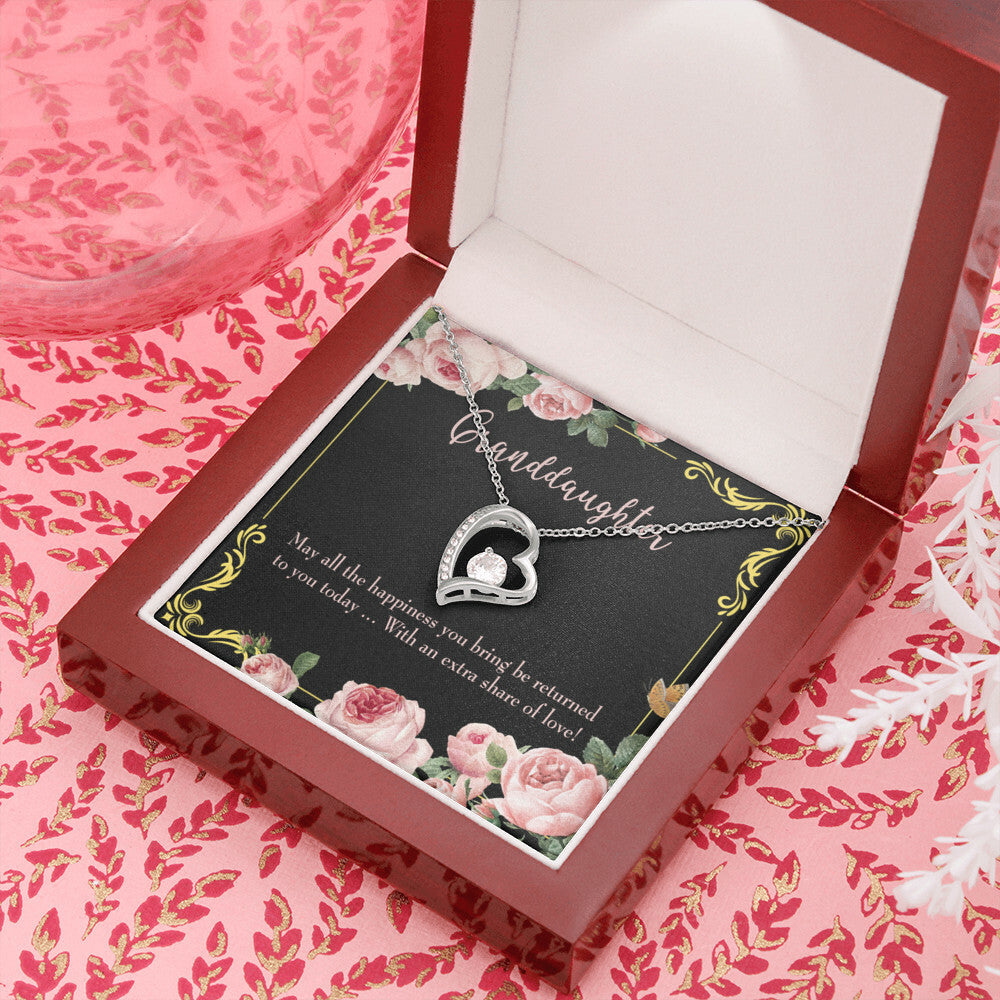 To My Granddaughter Extra Share of Love Forever Necklace w Message Card-Express Your Love Gifts
