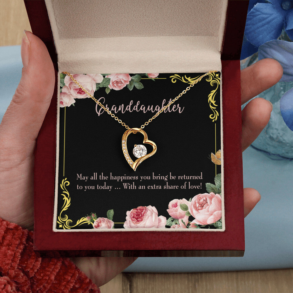 To My Granddaughter Extra Share of Love Forever Necklace w Message Card-Express Your Love Gifts