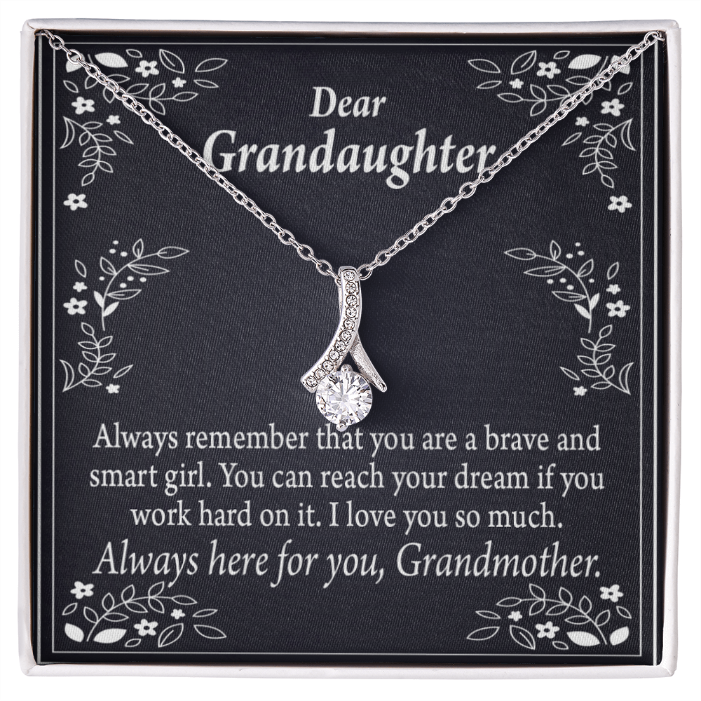 To My Granddaughter For Brave and Smart Granddaughter Alluring Ribbon Necklace Message Card-Express Your Love Gifts