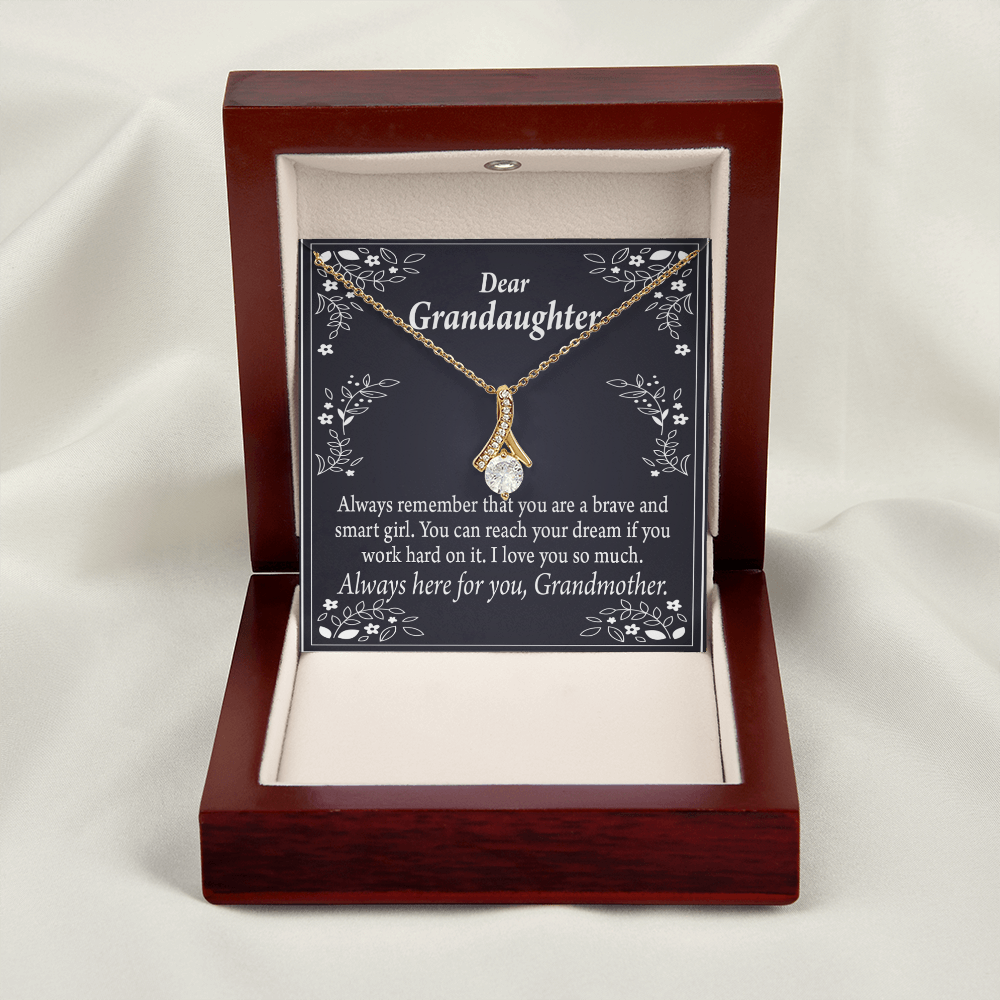 To My Granddaughter For Brave and Smart Granddaughter Alluring Ribbon Necklace Message Card-Express Your Love Gifts