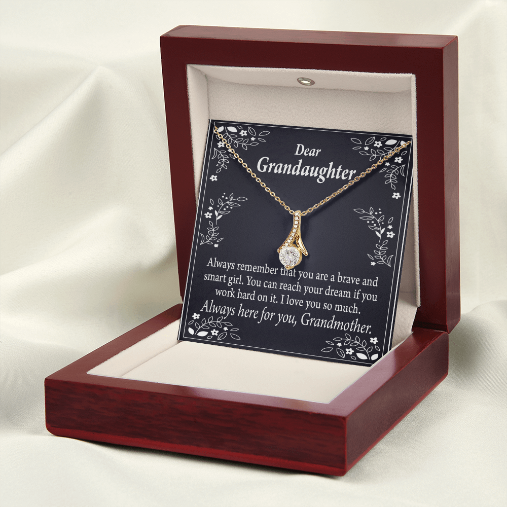 To My Granddaughter For Brave and Smart Granddaughter Alluring Ribbon Necklace Message Card-Express Your Love Gifts