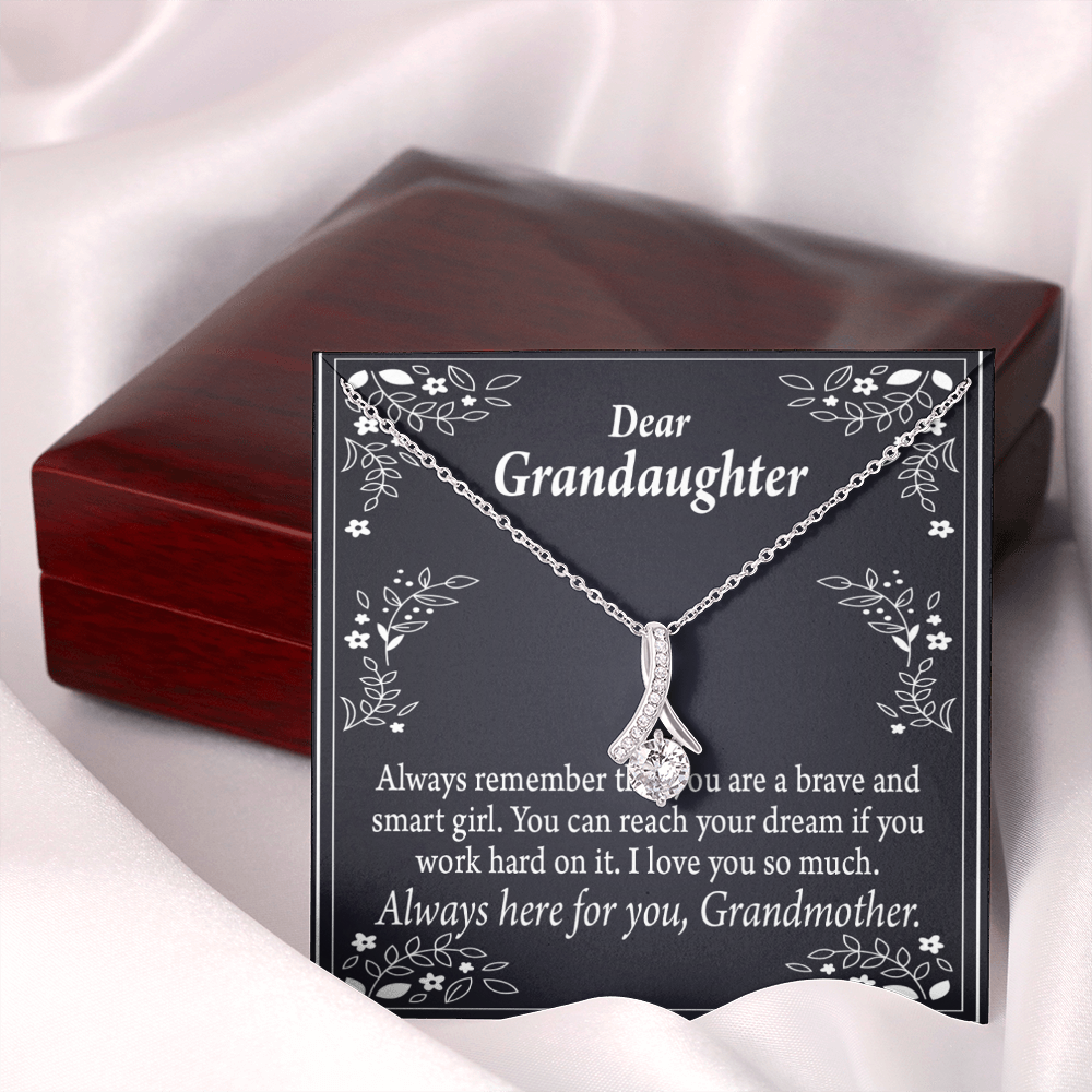 To My Granddaughter For Brave and Smart Granddaughter Alluring Ribbon Necklace Message Card-Express Your Love Gifts