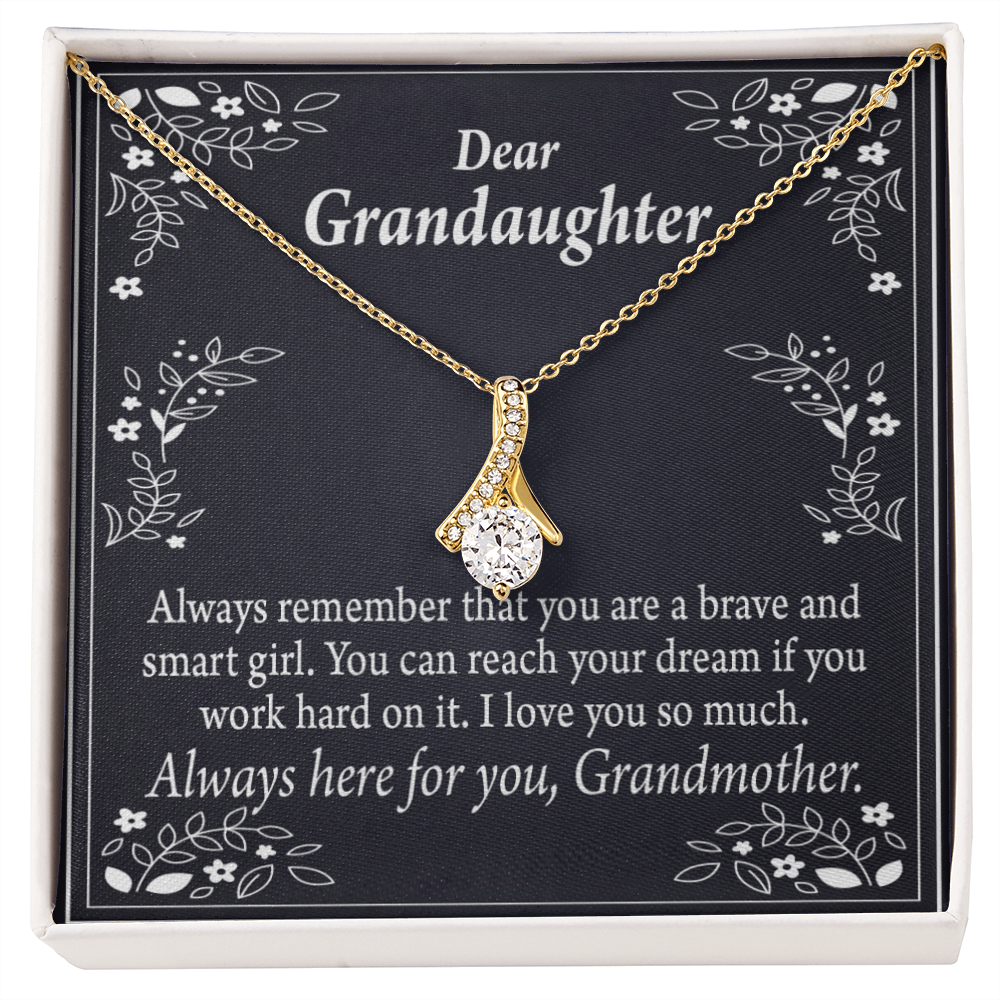 To My Granddaughter For Brave and Smart Granddaughter Alluring Ribbon Necklace Message Card-Express Your Love Gifts