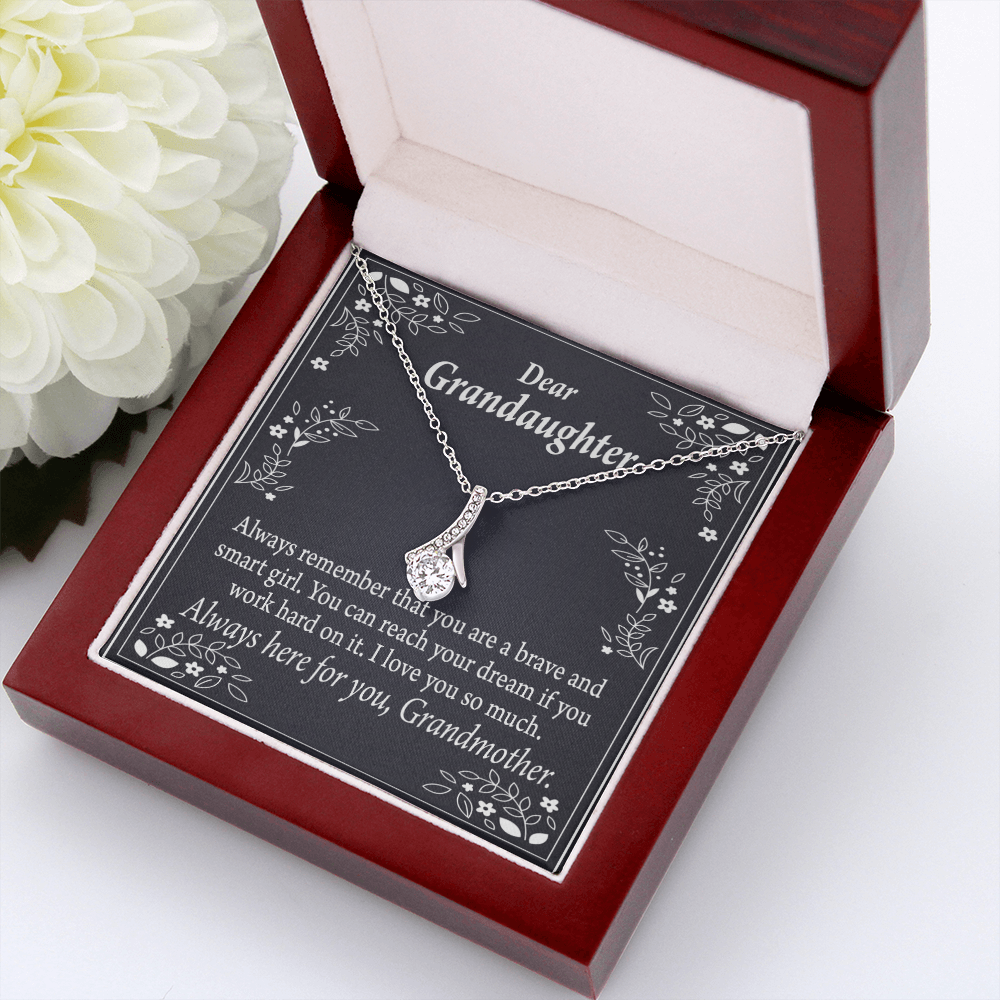 To My Granddaughter For Brave and Smart Granddaughter Alluring Ribbon Necklace Message Card-Express Your Love Gifts