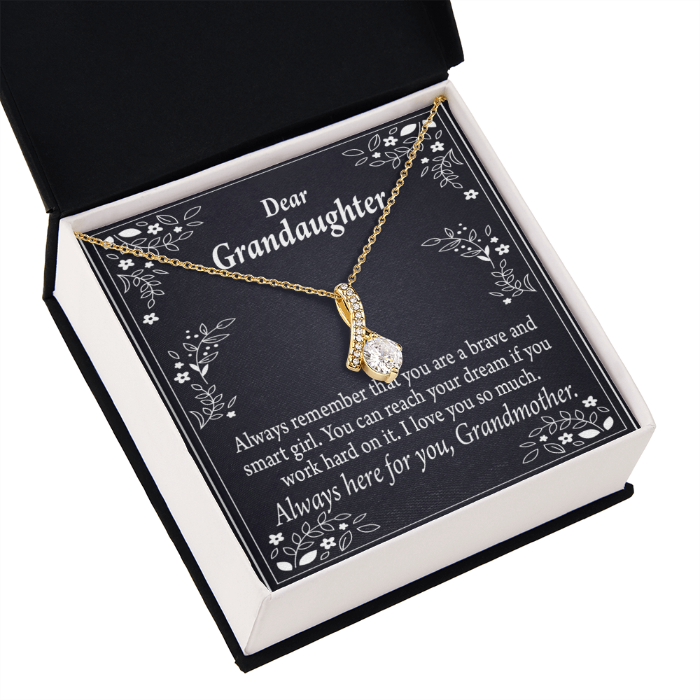 To My Granddaughter For Brave and Smart Granddaughter Alluring Ribbon Necklace Message Card-Express Your Love Gifts