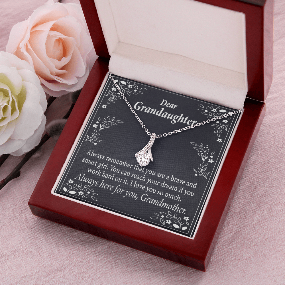 To My Granddaughter For Brave and Smart Granddaughter Alluring Ribbon Necklace Message Card-Express Your Love Gifts