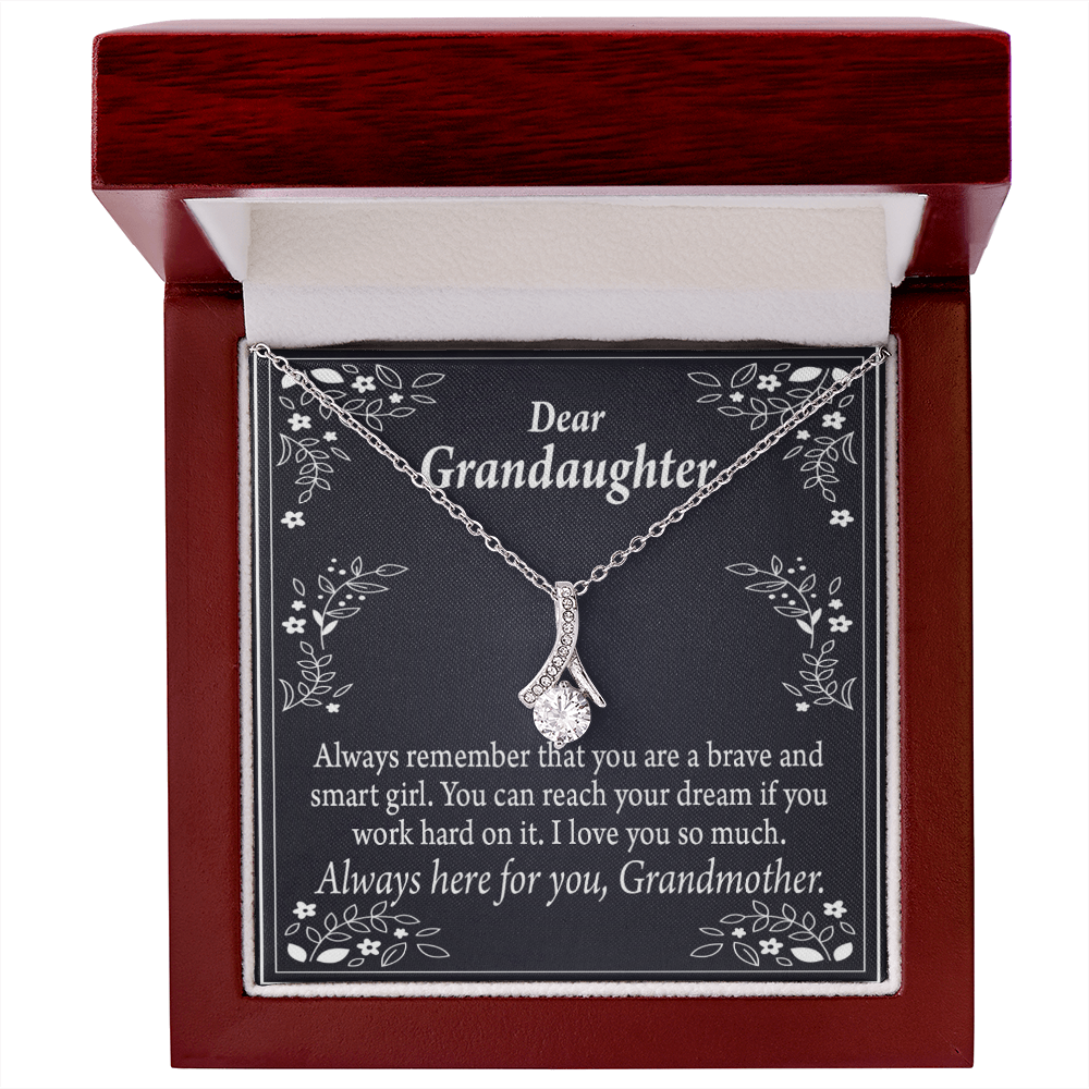 To My Granddaughter For Brave and Smart Granddaughter Alluring Ribbon Necklace Message Card-Express Your Love Gifts