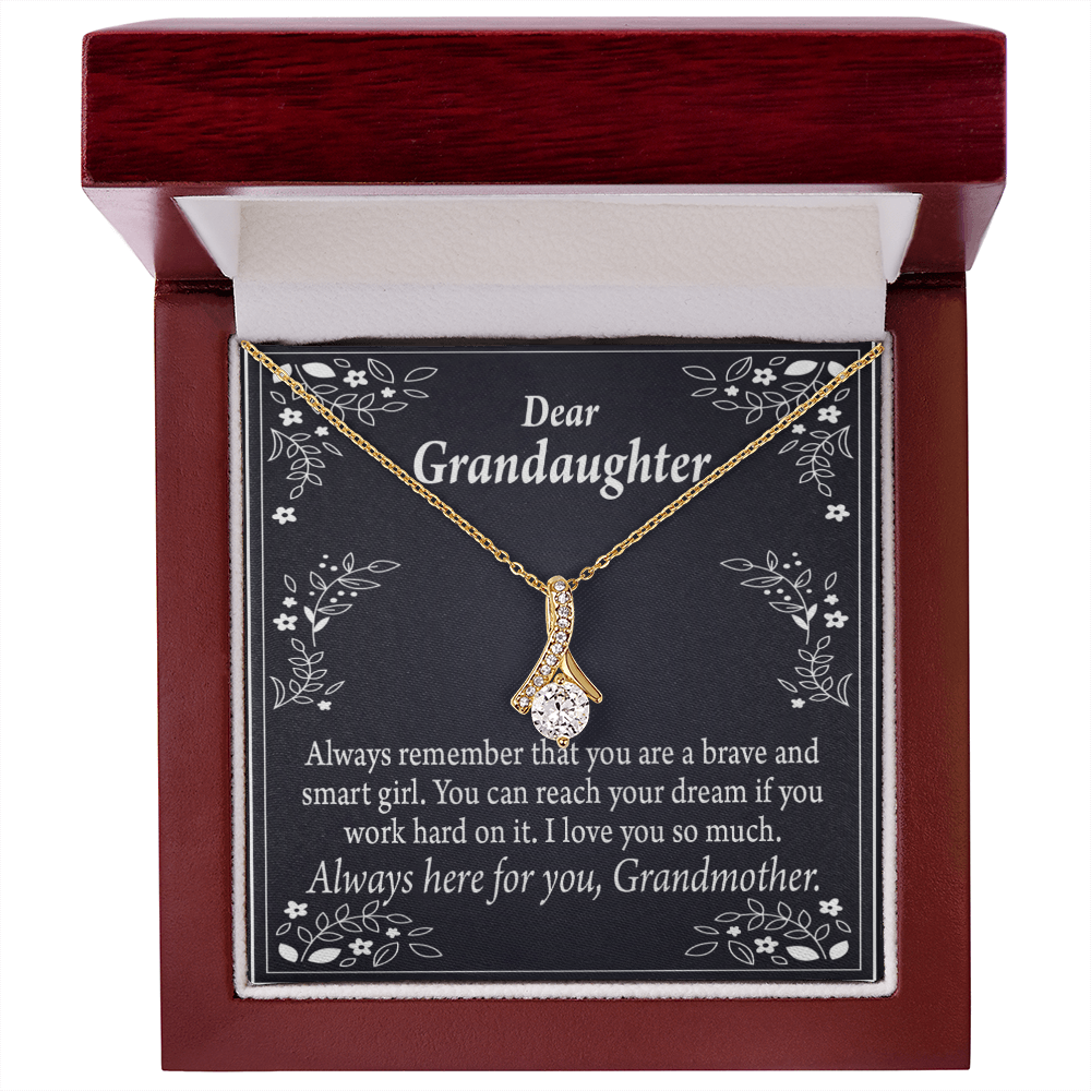 To My Granddaughter For Brave and Smart Granddaughter Alluring Ribbon Necklace Message Card-Express Your Love Gifts