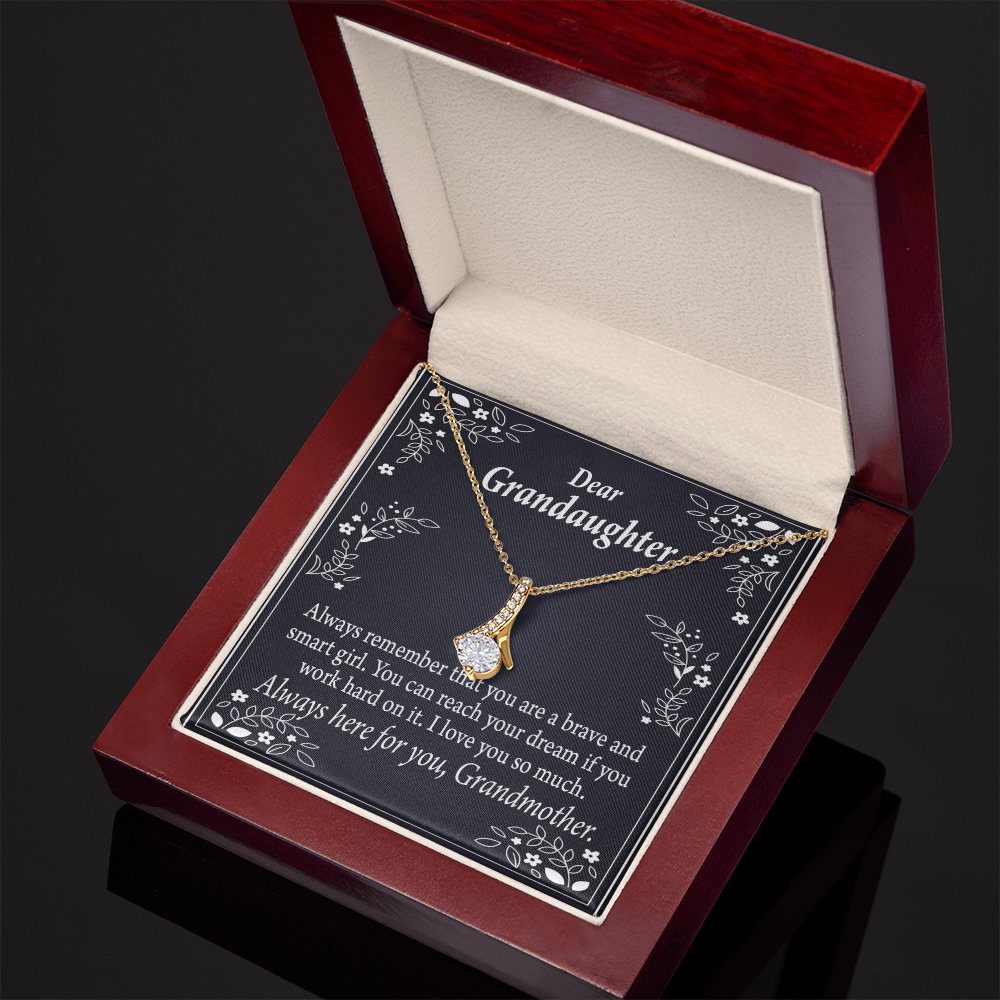 To My Granddaughter For Brave and Smart Granddaughter Alluring Ribbon Necklace Message Card-Express Your Love Gifts
