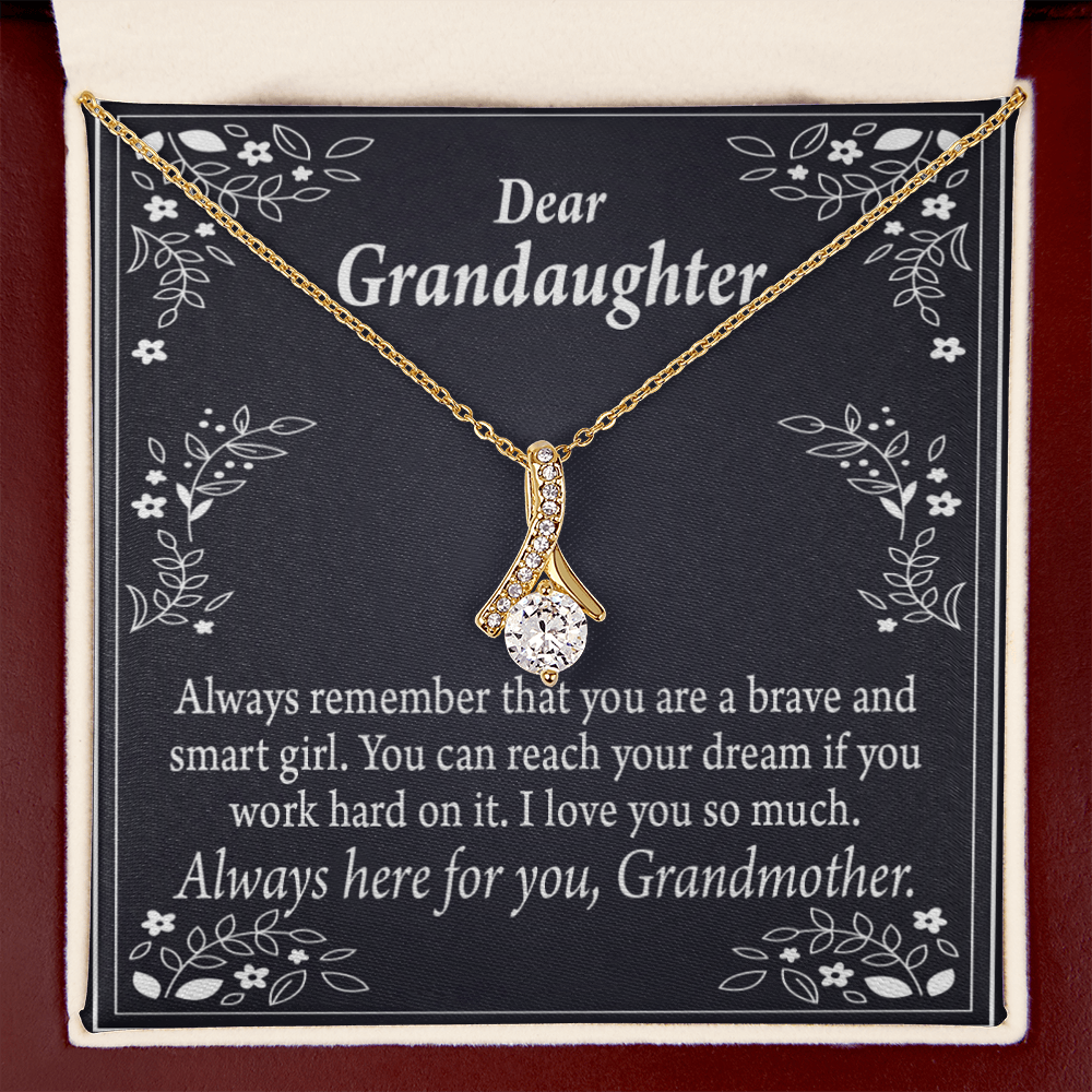 To My Granddaughter For Brave and Smart Granddaughter Alluring Ribbon Necklace Message Card-Express Your Love Gifts