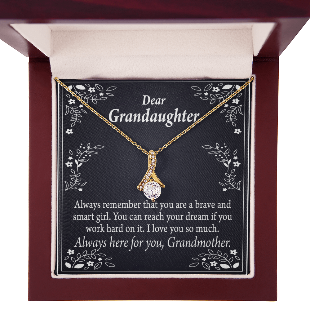 To My Granddaughter For Brave and Smart Granddaughter Alluring Ribbon Necklace Message Card-Express Your Love Gifts