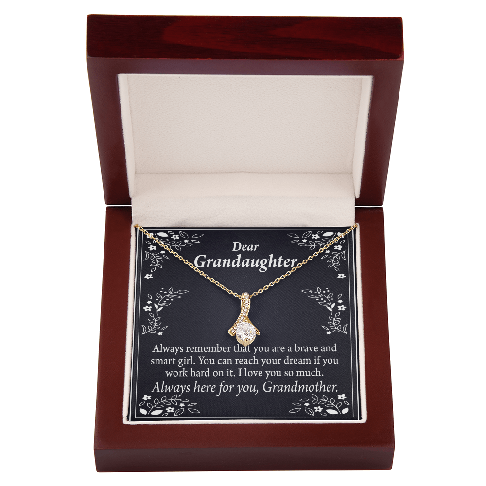 To My Granddaughter For Brave and Smart Granddaughter Alluring Ribbon Necklace Message Card-Express Your Love Gifts
