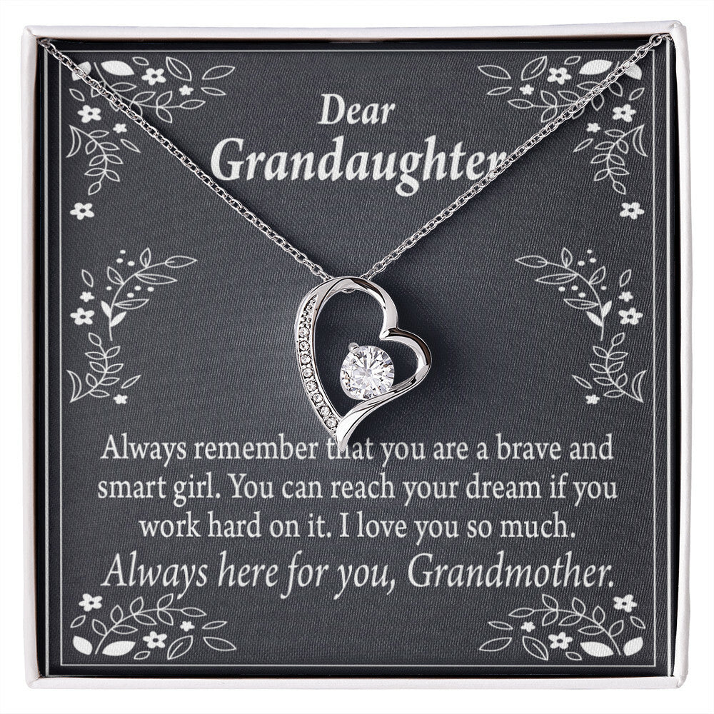 To My Granddaughter For Brave and Smart Granddaughter Forever Necklace w Message Card-Express Your Love Gifts
