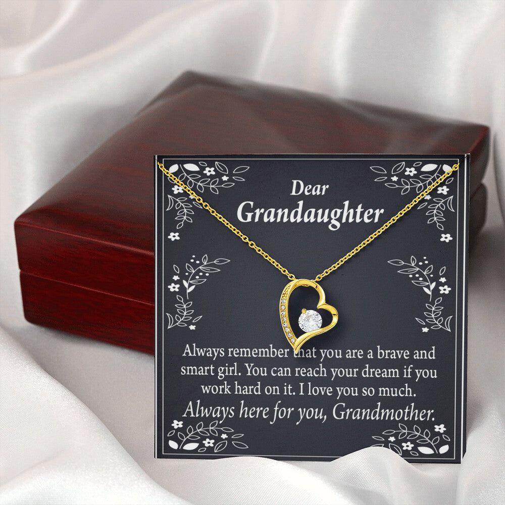 To My Granddaughter For Brave and Smart Granddaughter Forever Necklace w Message Card-Express Your Love Gifts
