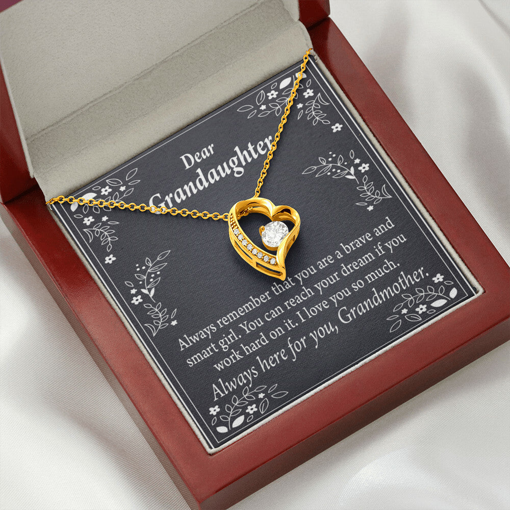 To My Granddaughter For Brave and Smart Granddaughter Forever Necklace w Message Card-Express Your Love Gifts