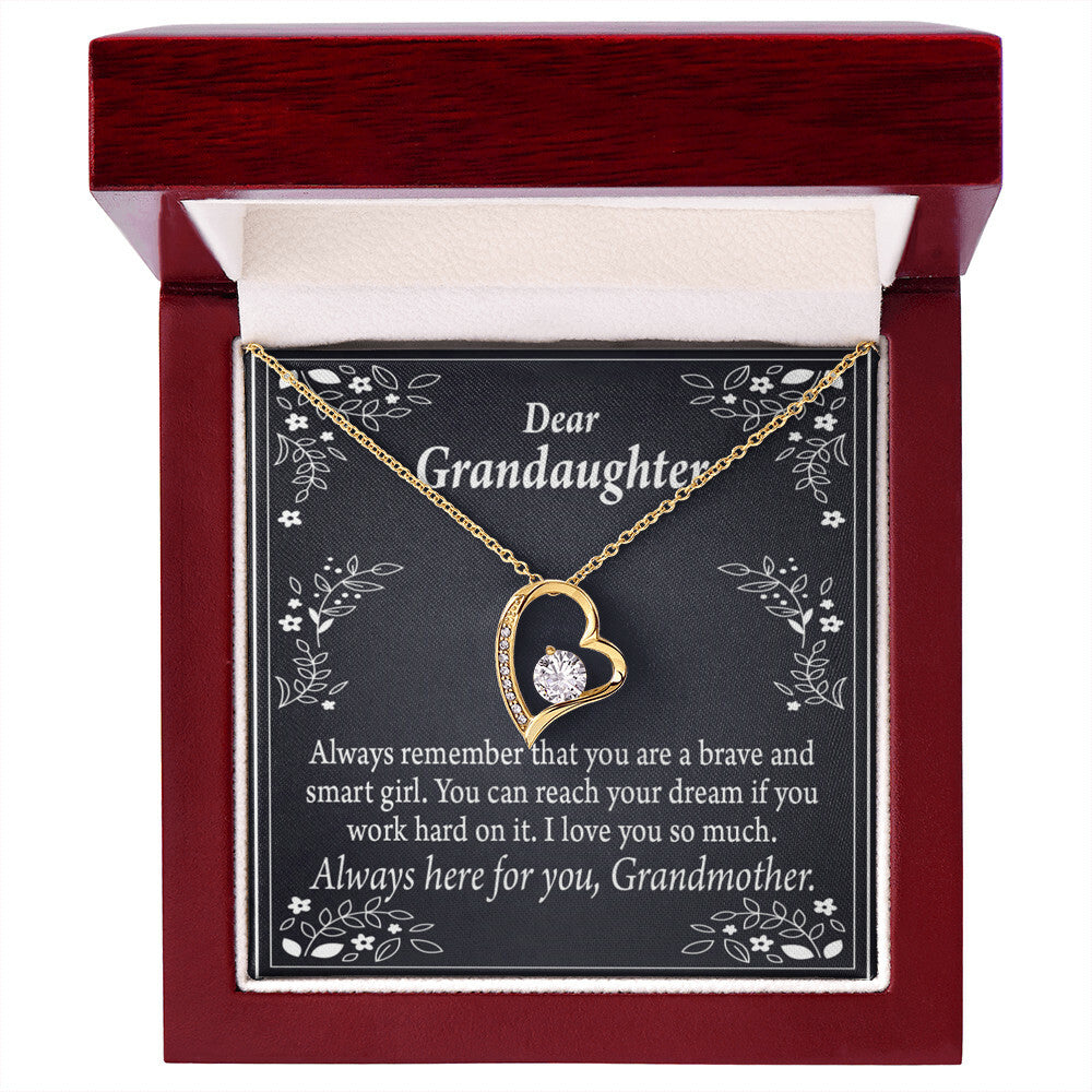 To My Granddaughter For Brave and Smart Granddaughter Forever Necklace w Message Card-Express Your Love Gifts