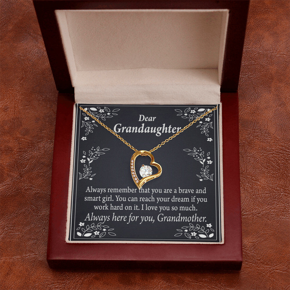 To My Granddaughter For Brave and Smart Granddaughter Forever Necklace w Message Card-Express Your Love Gifts