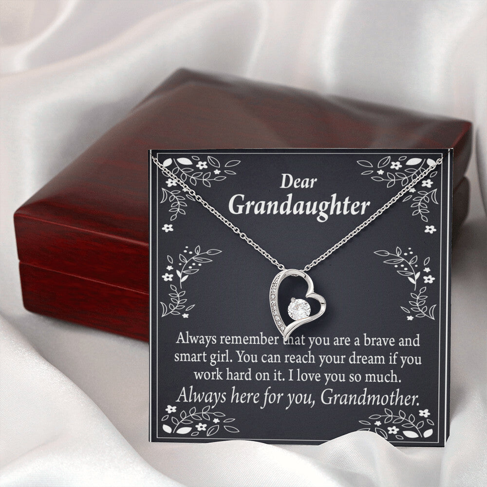 To My Granddaughter For Brave and Smart Granddaughter Forever Necklace w Message Card-Express Your Love Gifts