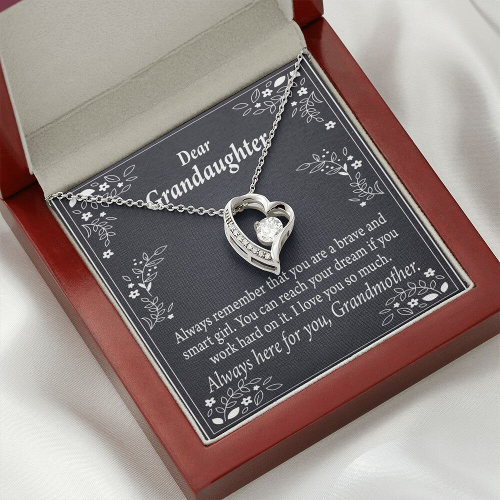 To My Granddaughter For Brave and Smart Granddaughter Forever Necklace w Message Card-Express Your Love Gifts