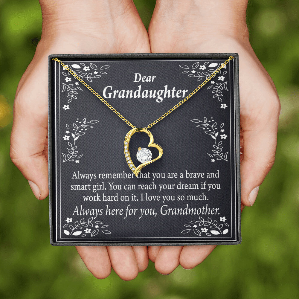 To My Granddaughter For Brave and Smart Granddaughter Forever Necklace w Message Card-Express Your Love Gifts