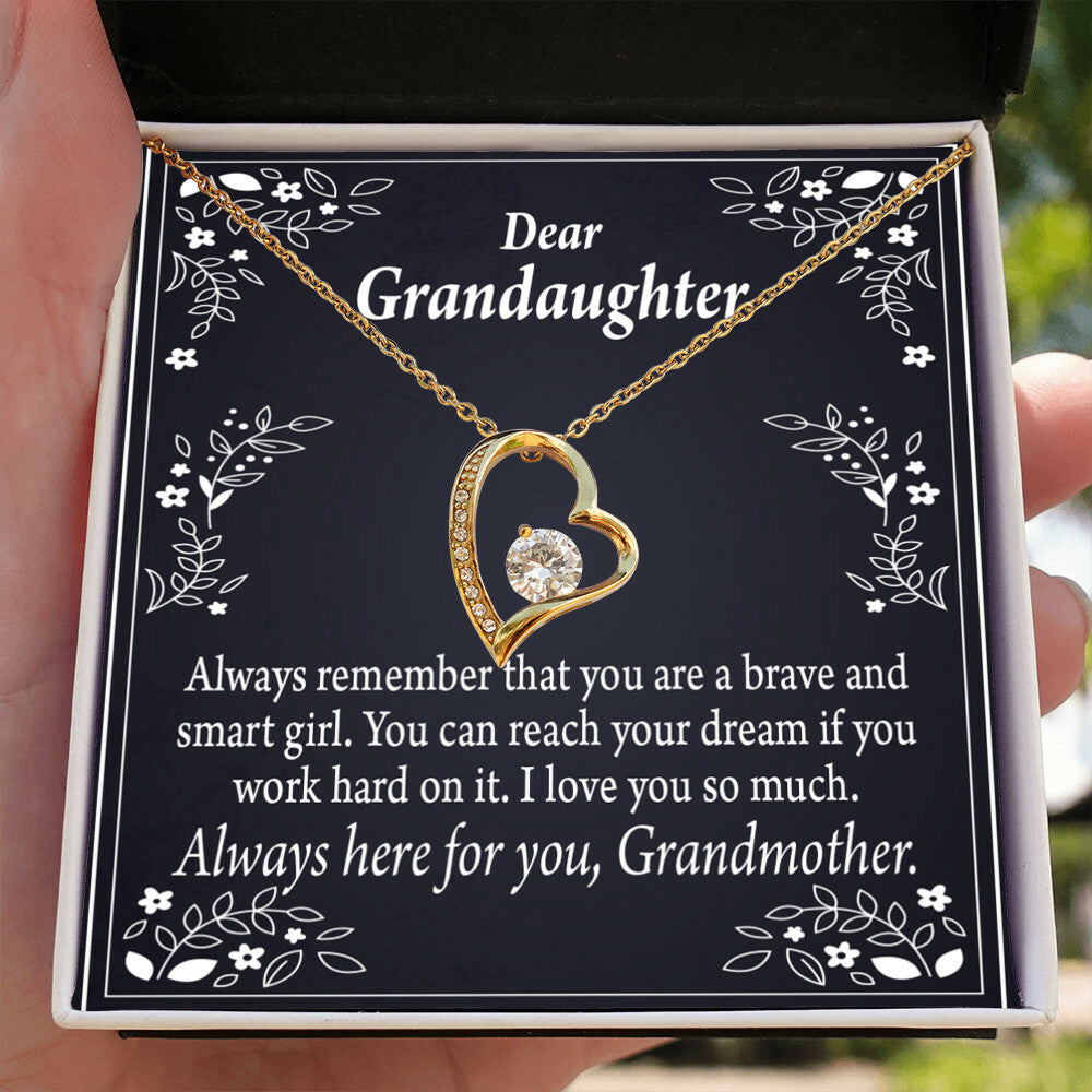 To My Granddaughter For Brave and Smart Granddaughter Forever Necklace w Message Card-Express Your Love Gifts