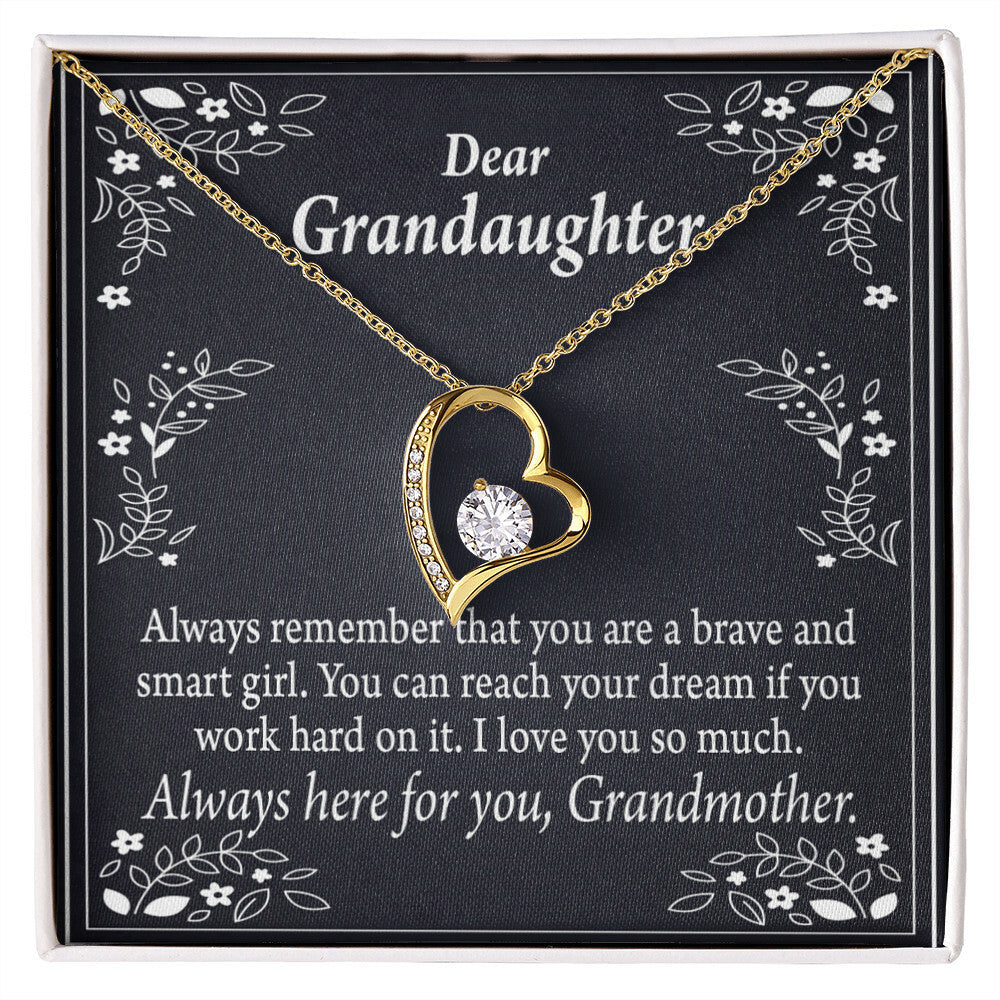 To My Granddaughter For Brave and Smart Granddaughter Forever Necklace w Message Card-Express Your Love Gifts
