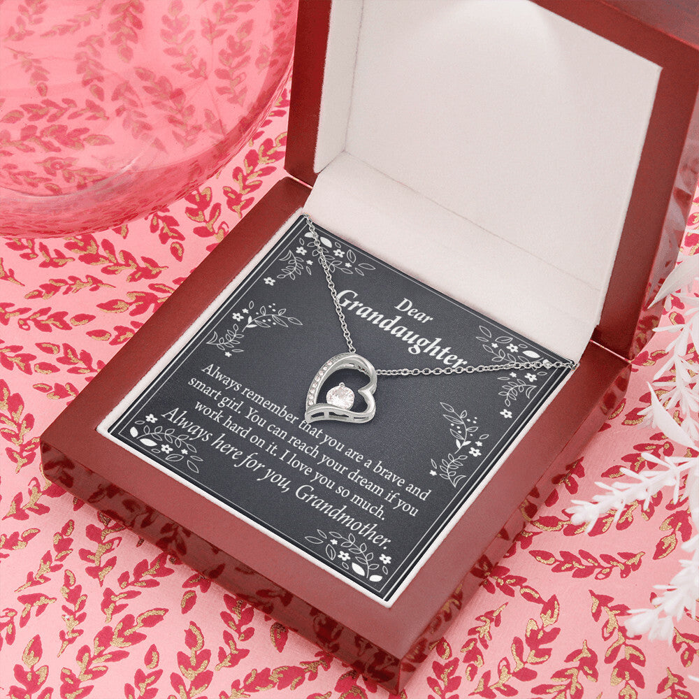 To My Granddaughter For Brave and Smart Granddaughter Forever Necklace w Message Card-Express Your Love Gifts