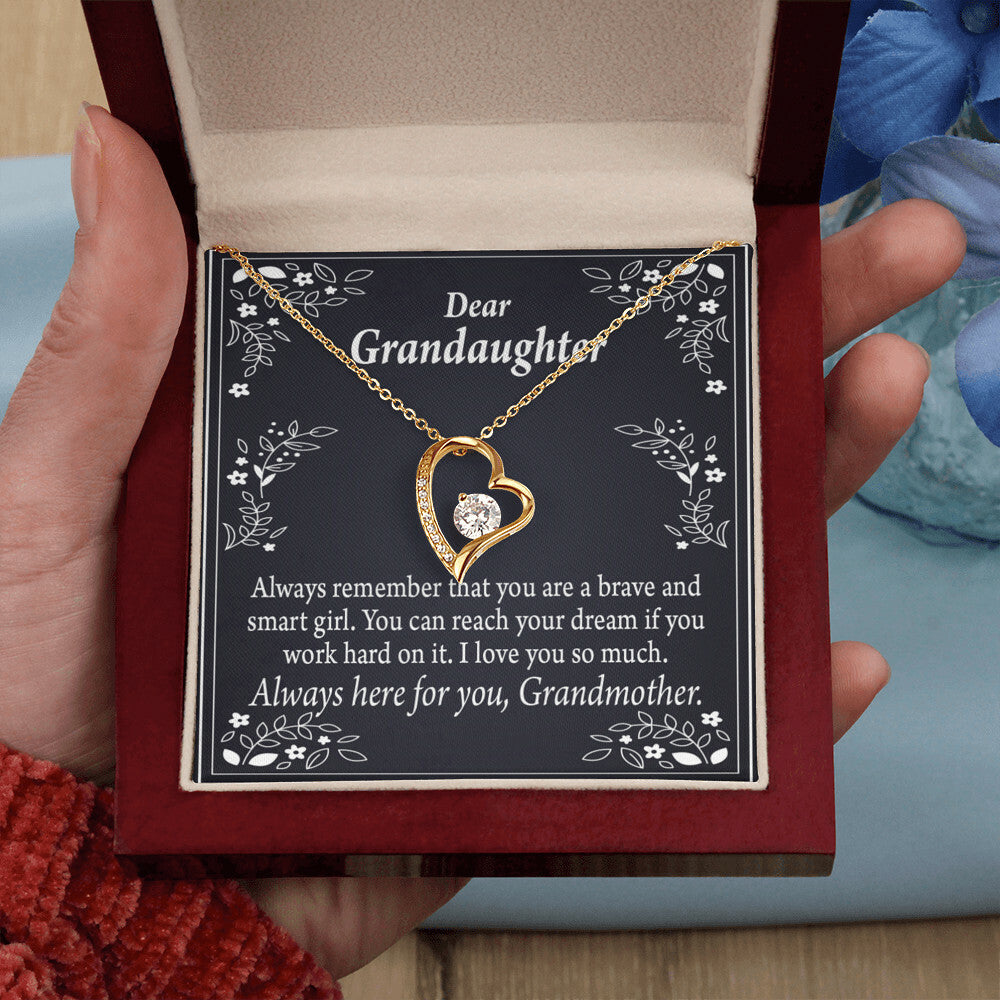 To My Granddaughter For Brave and Smart Granddaughter Forever Necklace w Message Card-Express Your Love Gifts