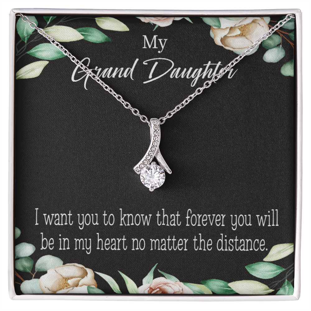 To My Granddaughter Forever in My Heart Alluring Ribbon Necklace Message Card-Express Your Love Gifts