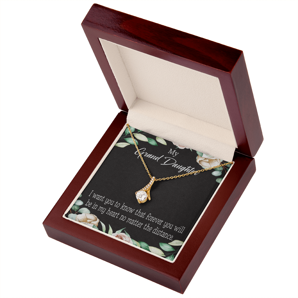 To My Granddaughter Forever in My Heart Alluring Ribbon Necklace Message Card-Express Your Love Gifts